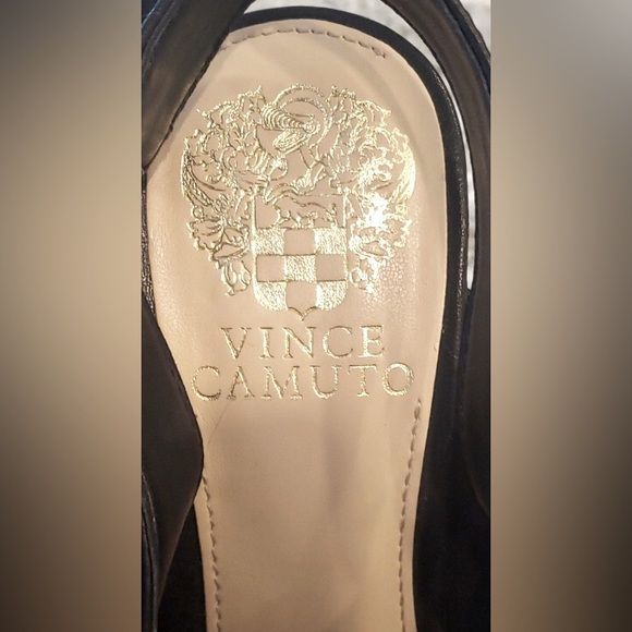 NEW Vince Camuto Releen Flare Heel Black Leather Slingback Square Toe Pumps - Picture 9 of 11